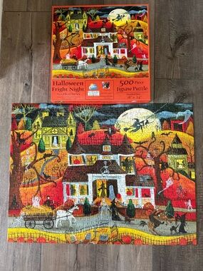 Halloween Fright Night 500-Piece Jigsaw Puzzle - Orange